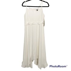 Halston White Ruffle Dress